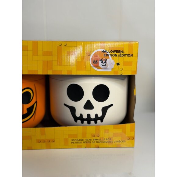 LEGO Halloween Storage Head Set Small 2-Piece Pumpkin & Skeleton NIB Collectible - Picture 3 of 6